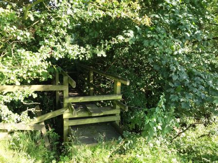 Almost hidden footbridge out of Dalehouse Farm