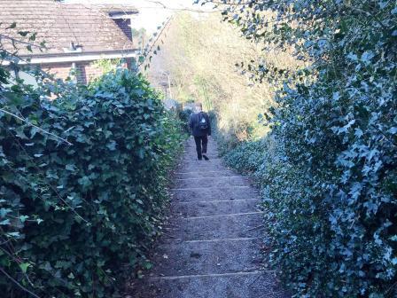 More steps down to the town