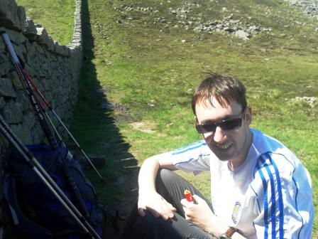 Chocolate energy break by the Mourne Wall