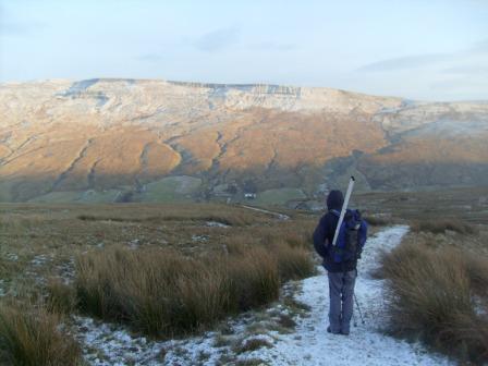 Jimmy descends towards the illuminated Mallerstang