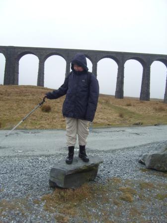 Liam in front of the viaduct
