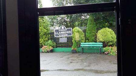 Llanberis station from inside the train carriage