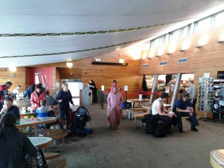 Inside the new cafe building on Snowdon summit