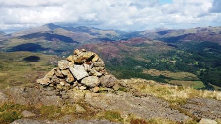 The summit cairn, and wonderful Snowdonia scenary