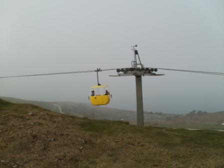 Cable car passing the summit
