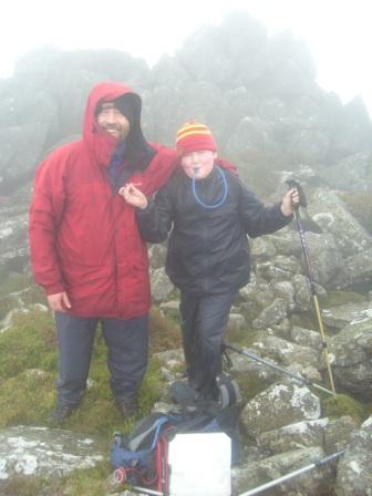 Tom & Liam on the summit of Gyrn Ddu