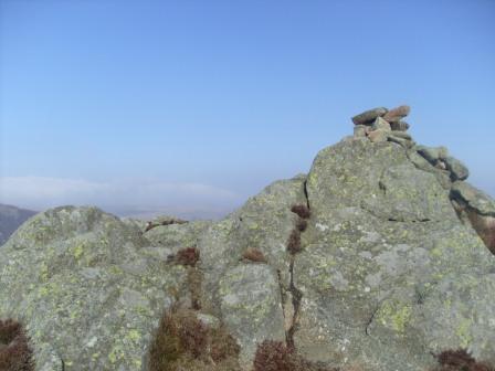 Rocks and cairn on the summit of Creigiau Gleision