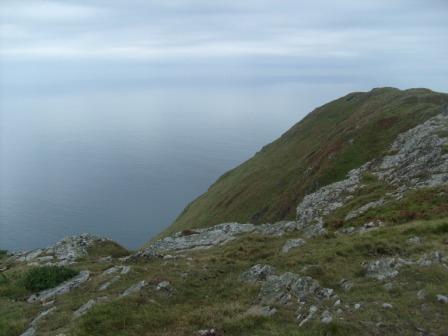 The steep Eastern slopes of Mynydd Enlli