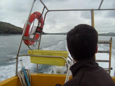 Jimmy looking back from the boat