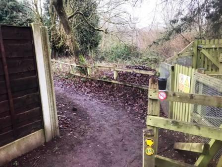 Start of Bollin Valley Way, Prestbury.  Ignore this section!