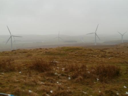 Looking over the wind farm and M6 from Lambrigg Fell summit