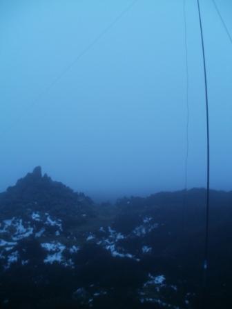 Summit cairn and mast on Drake Howe