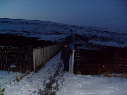 Liam on the Pennine Way M62 footbridge