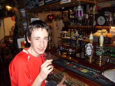Jimmy at the bar in the Tan Hill Inn
