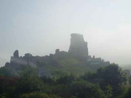 A hazy view of nearby Corfe Castle