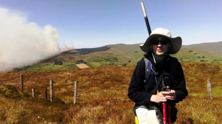 Jimmy, with the moor fire on the horizon behind