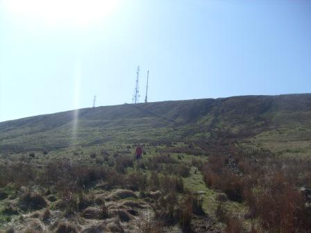 Looking ahead to the transmitters on the summit