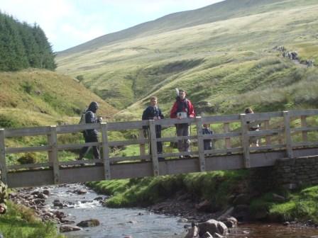 The lads on the surprise footbridge over the river