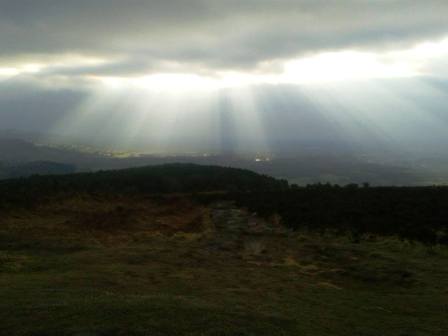 Shafts of sunlight as seen from Cloud summit