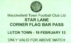 Bar pass v Luton Town, 2013