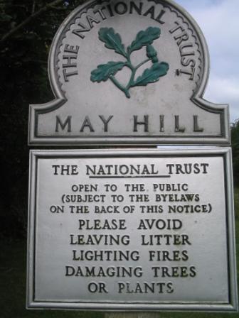 NT sign on May Hill