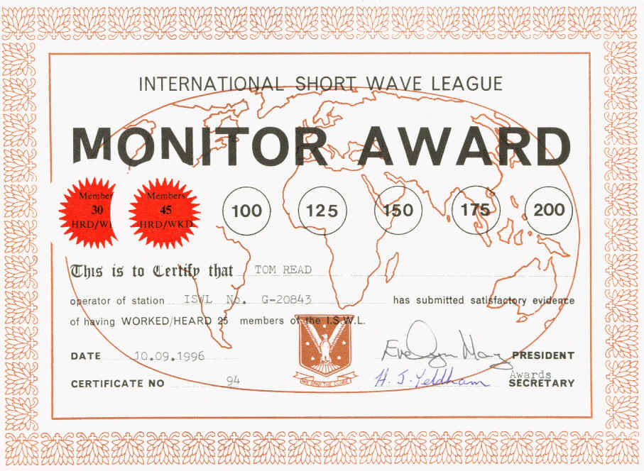 Monitor Award (endorsed for 45 members)