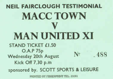 Neil Fairclough Testimonial ticket, 1986