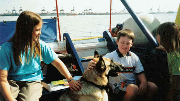 Jimmy & new friends on the Harwich-Shotley ferry