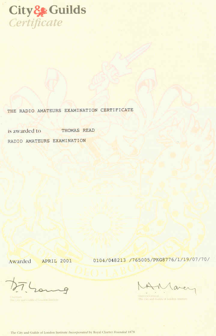 RAE certificate