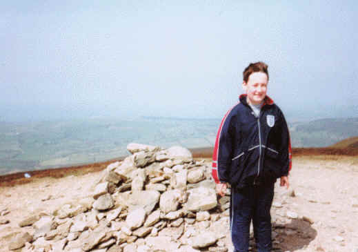 Jimmy by the summit cairn on Moel y Gamelin NW-042