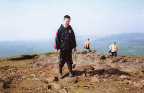Jimmy on the summit of Slemish AH-007, close to the point where the trig point used to be