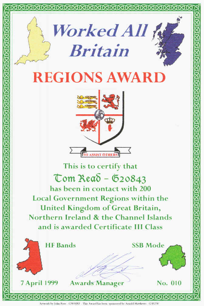 Regions (Authorities) Award