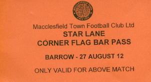 Bar pass, v Barrow 2012