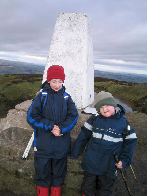 Jimmy & Liam on Brown Clee Hill summit