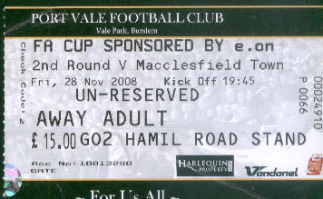 Away v Port Vale, 2008