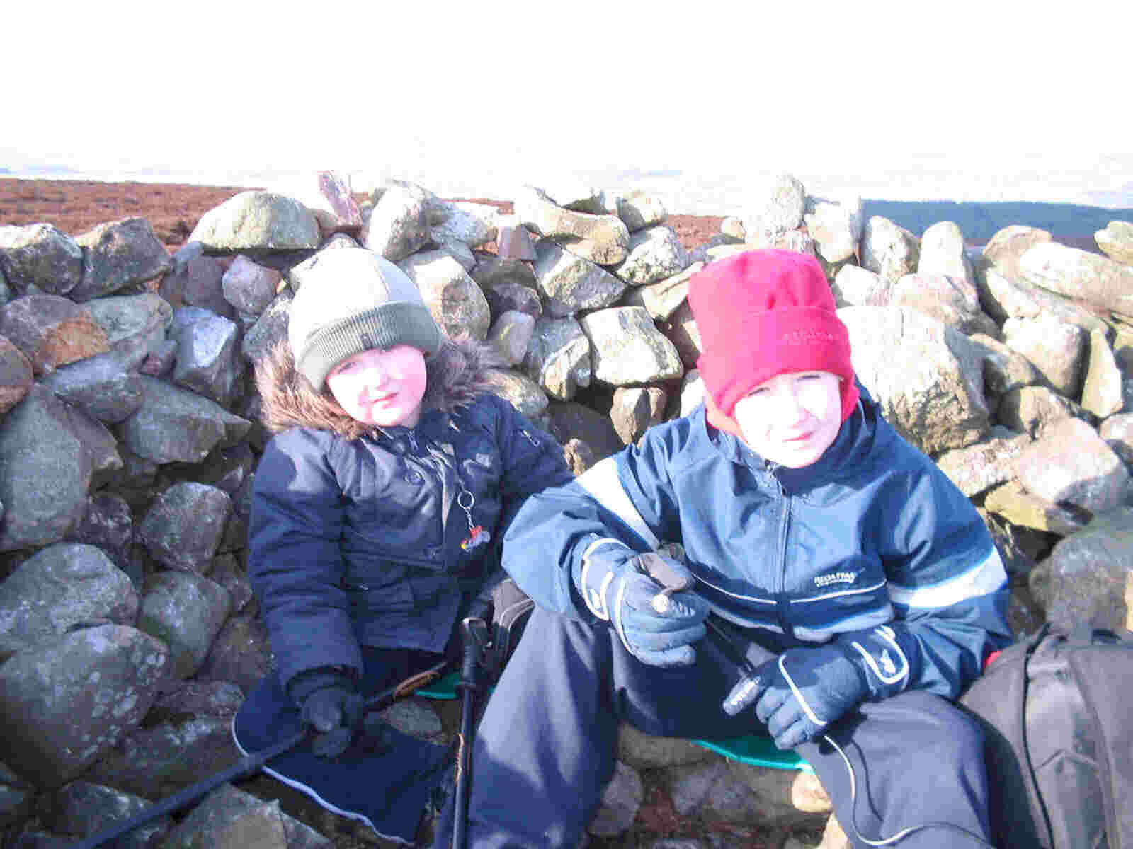 Liam & Jimmy in the summit cairn on Cyrn-y-Brain NW-043
