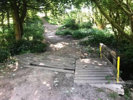 Public footpath across the lowest point on Prestbury Golf Course