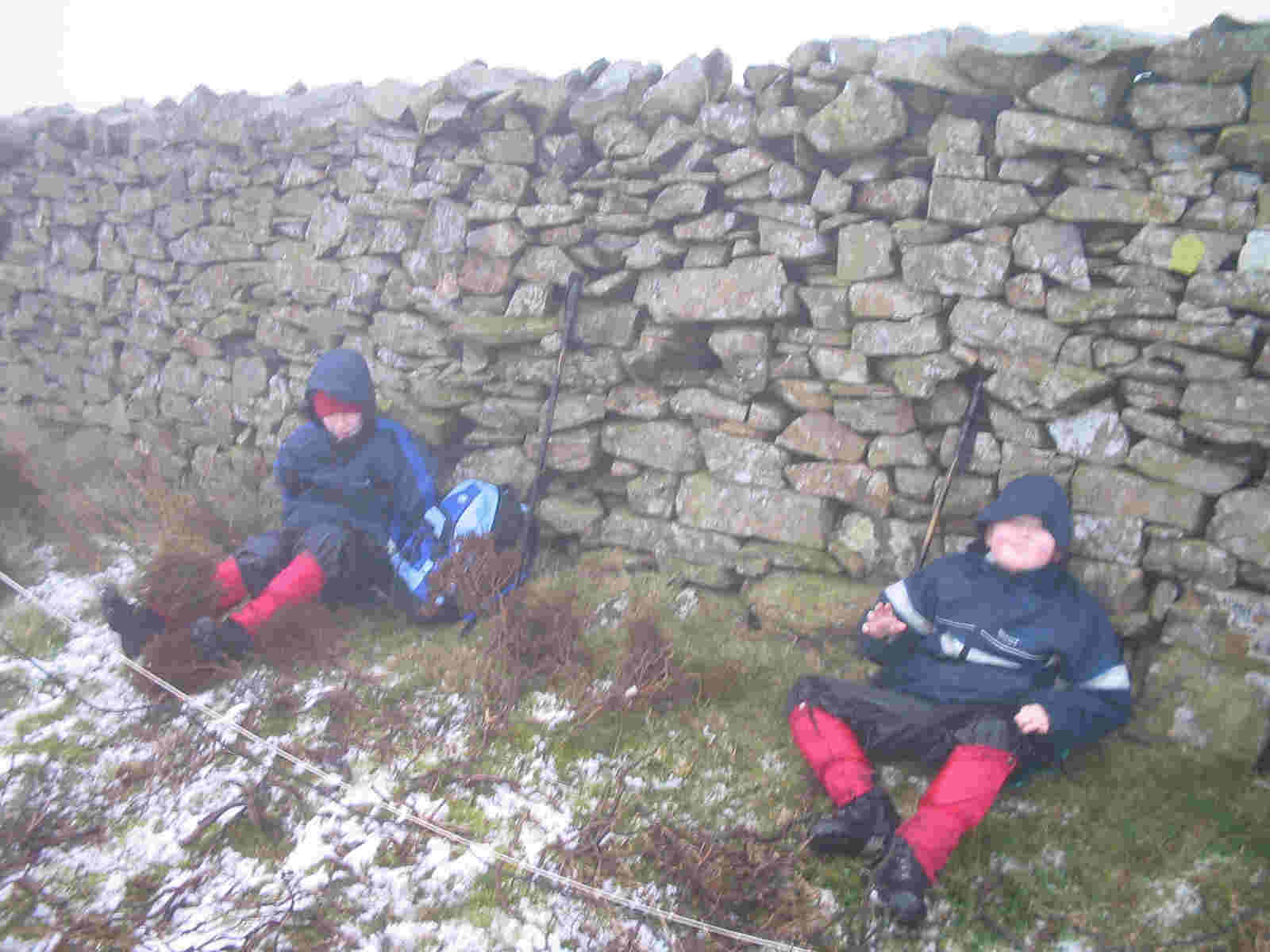 Jimmy & Liam shelter on Lambrigg Fell