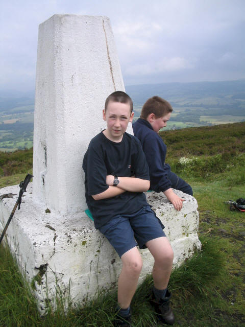 Jimmy and Liam on the summit of Longridge Fell