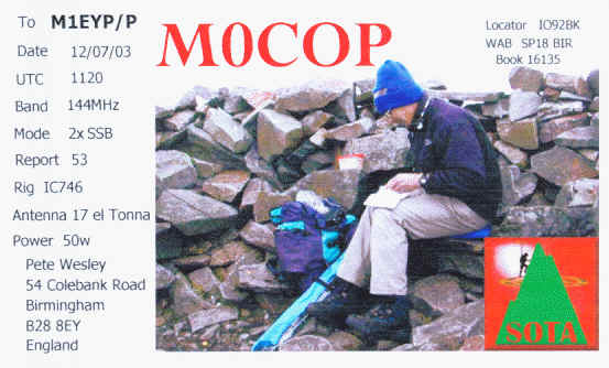 M0COP QSL card