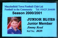 Junior Blues membership card