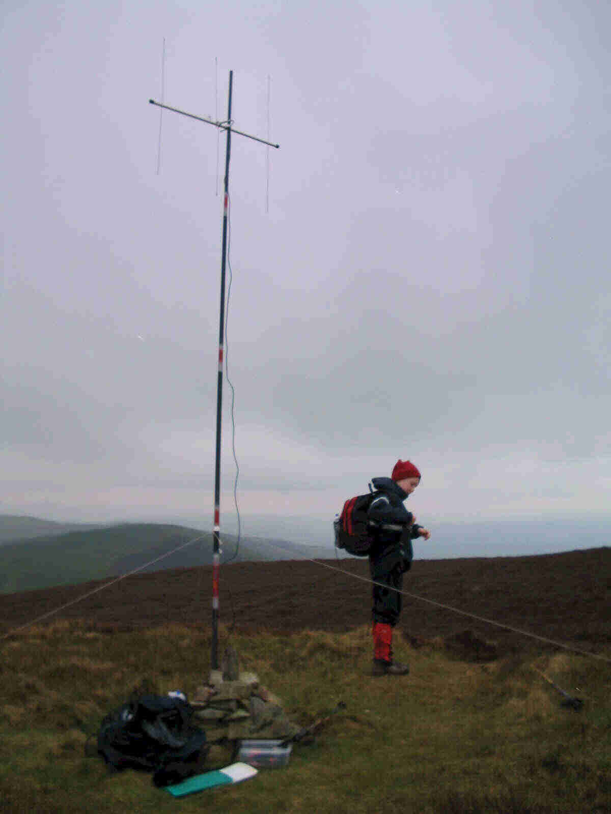Jimmy, the SOTA Beam & the cairn on Moel Gyw 