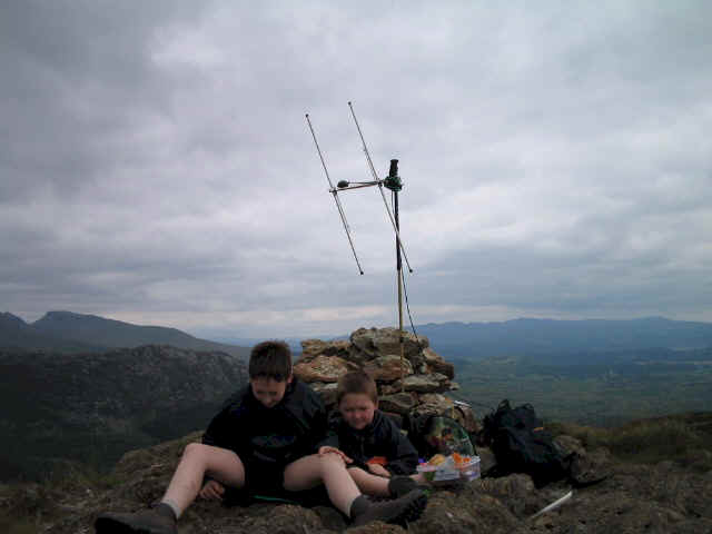 Jimmy & Liam at the summit of Moel y Dyniewyd NW-056