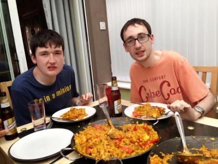Liam & Jimmy enjoying the grub