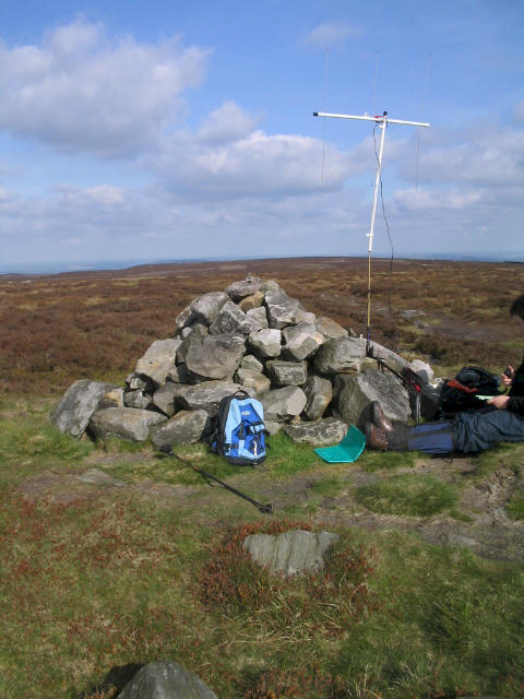 Summit cairn and SOTA Beam on Rombalds Moor
