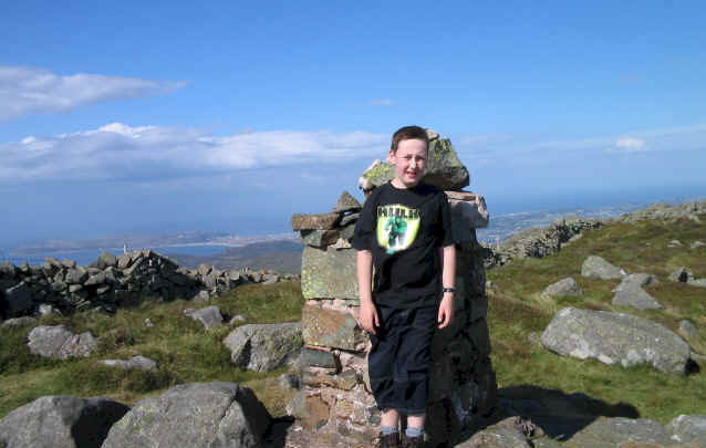Jimmy at the trig point on Tal y Fan NW-040
