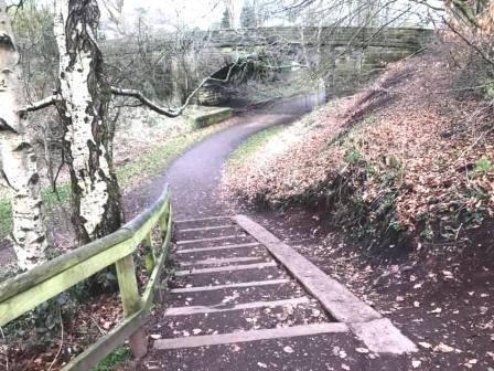 Steps down to the railway line path